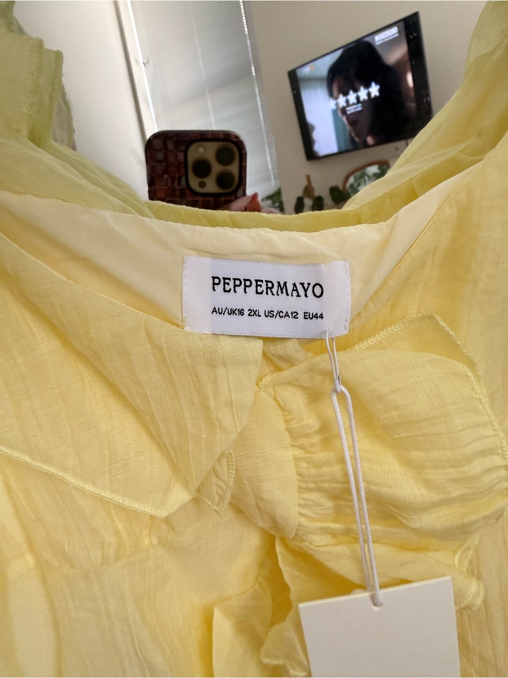 Peppermayo Yellow Off-Shoulder Ruffle Crop Top - Picture 4 of 5